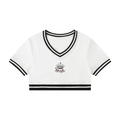 EMPIRE Color Block V-Neck Crop T-Shirt — Premium Women's Streetwear