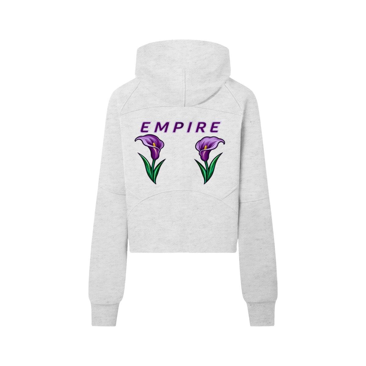 EMPIRE Women's Cropped Half-Zip Hoodie — Empire Purple Arums