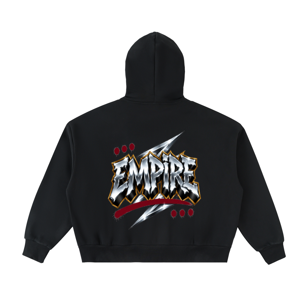 EMPIRE Men’s Cropped Fleece Full-Zip Hoodie — Empire Chrome Tag