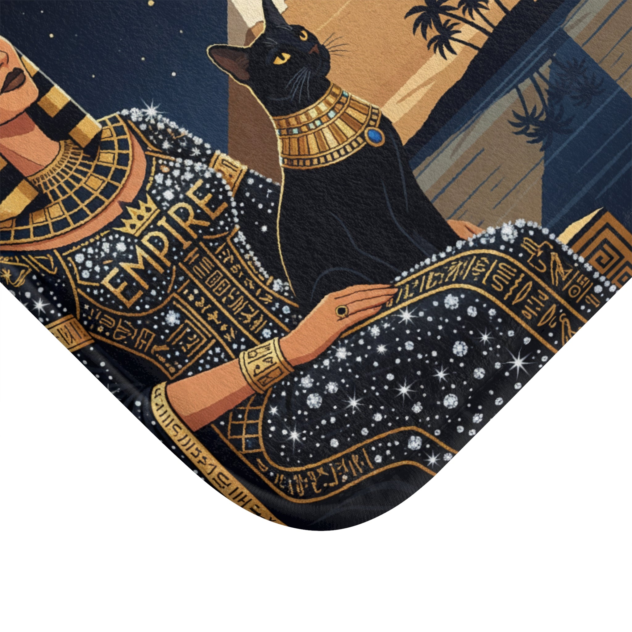 EMPIRE Egyptian Queen Bath Mat — Luxury Pharaoh & Pyramid Decor
