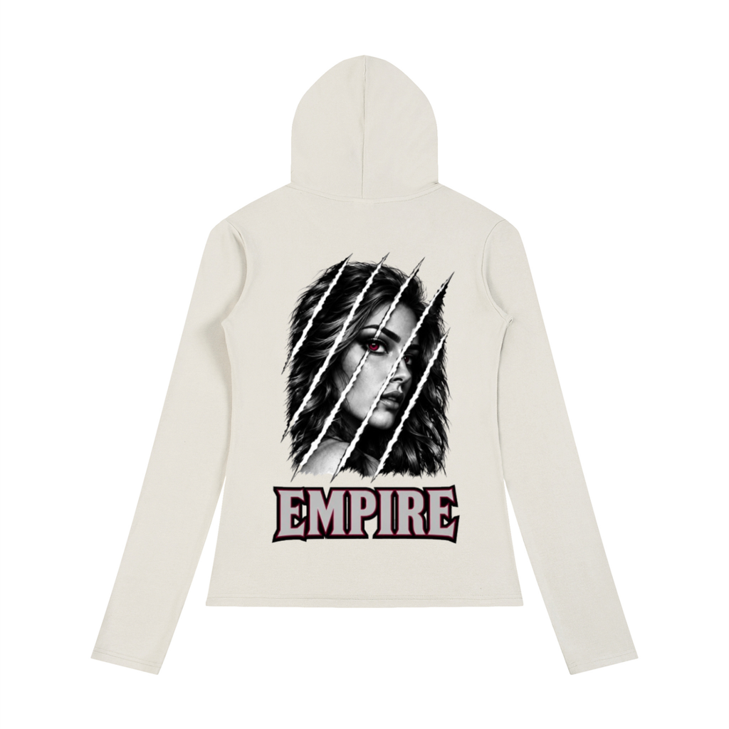 EMPIRE Women's Slim Hooded Half-Button Top — Empire Fragmented Muse
