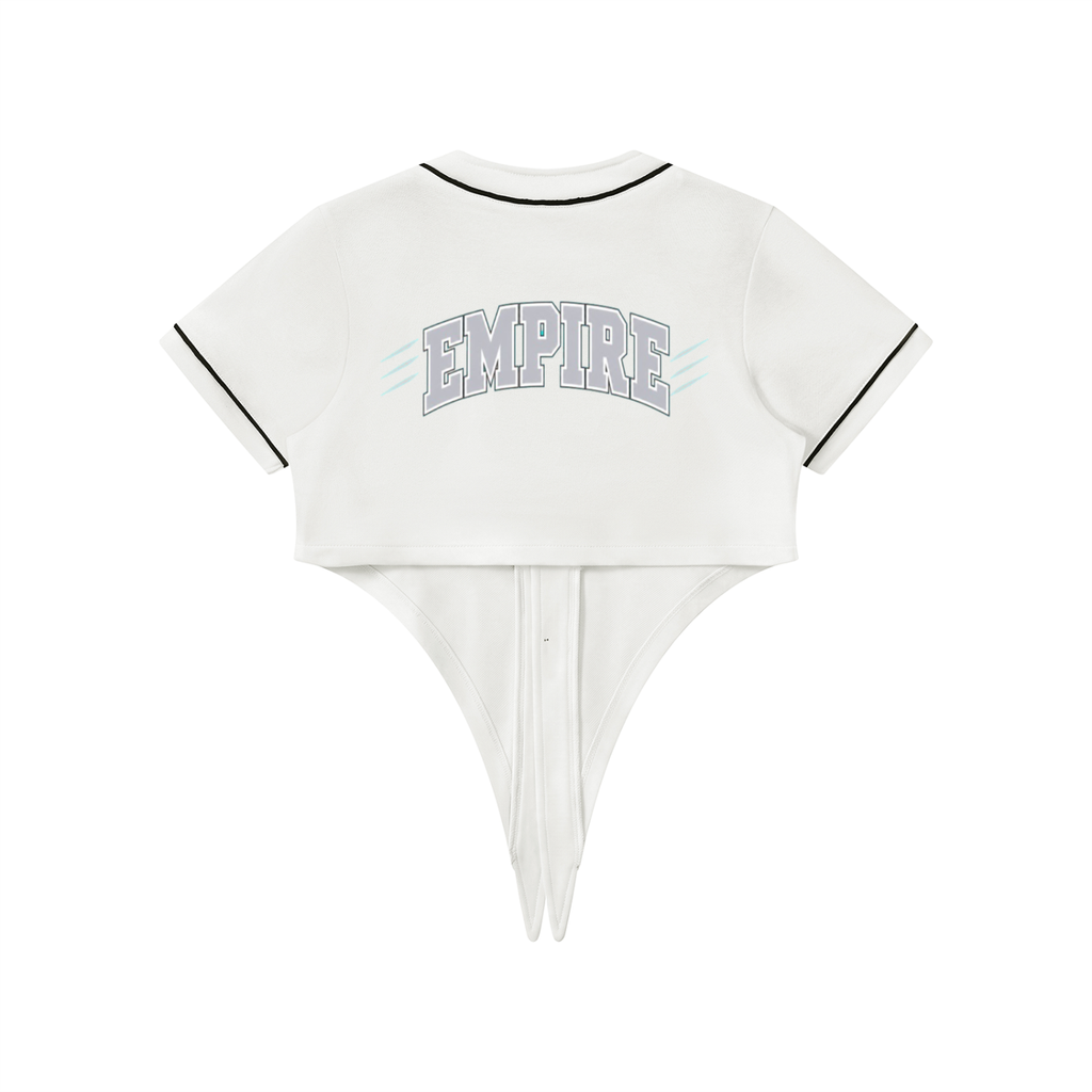 EMPIRE Women's Cropped Baseball Jersey — Silver Signature