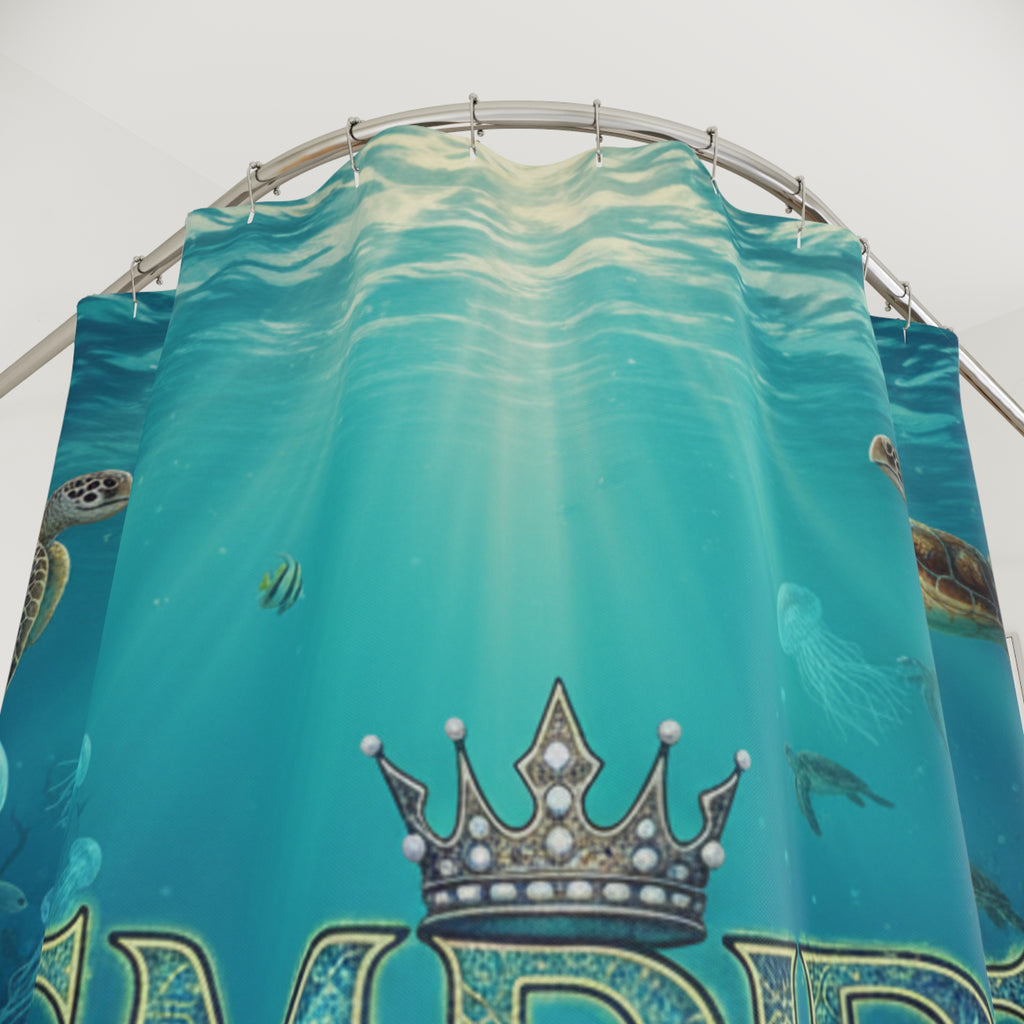 EMPIRE Shower Curtain — Underwater Ocean Turtle & Jellyfish Design