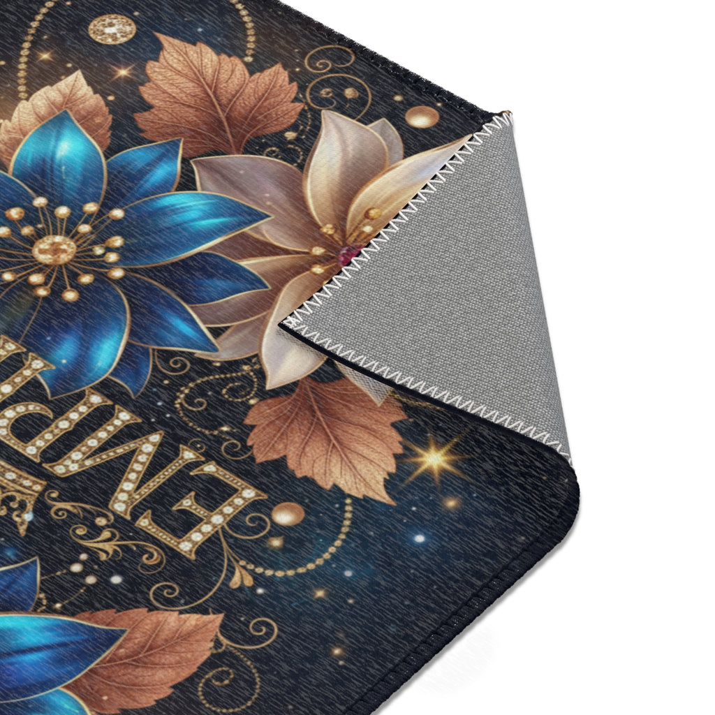 EMPIRE Floral Area Rug — Blue & Gold Luxury Decor