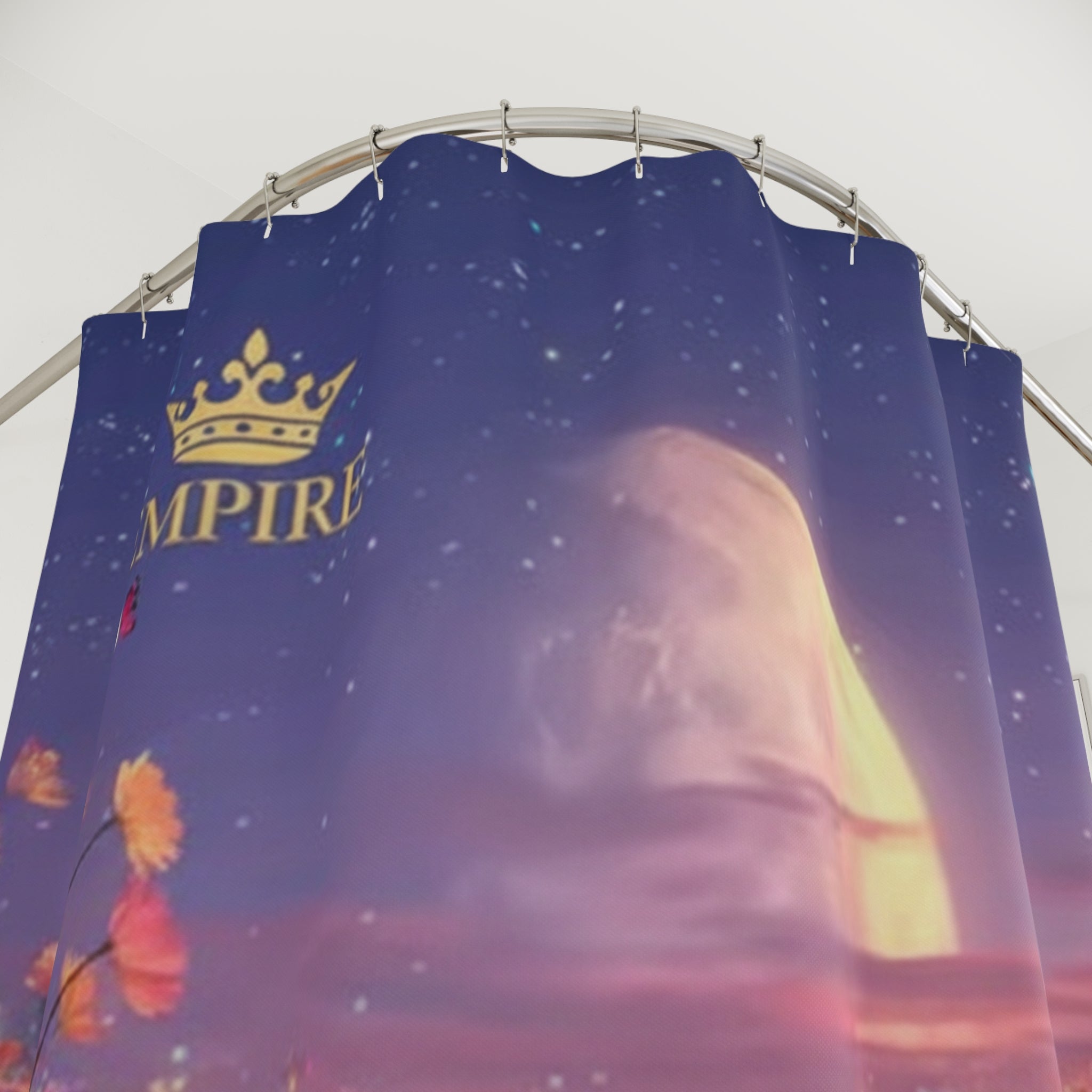 EMPIRE Moonlit Floral Shower Curtain — Dreamy Night Sky Bath Decor