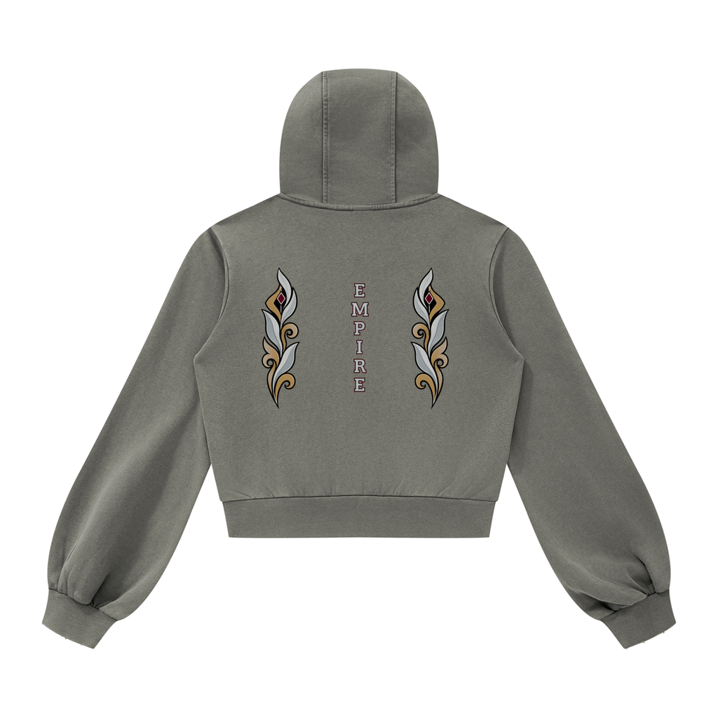 EMPIRE Women's Short Vintage-Wash Zip Hoodie — Empire Ornament