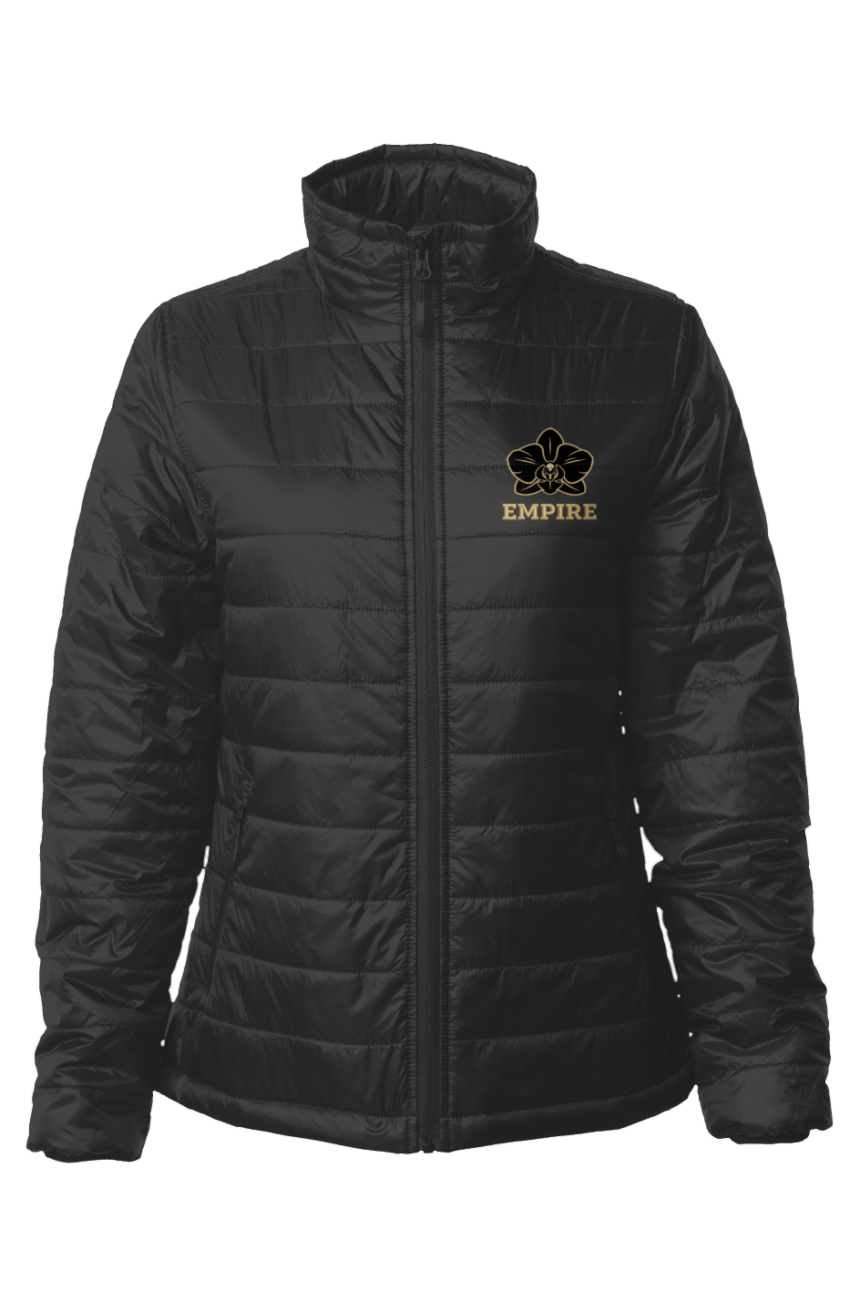 Womens Puffer Jacket iron orchid embroidery