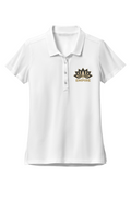 Womens Stretch Pique Polo black lotus embroidery