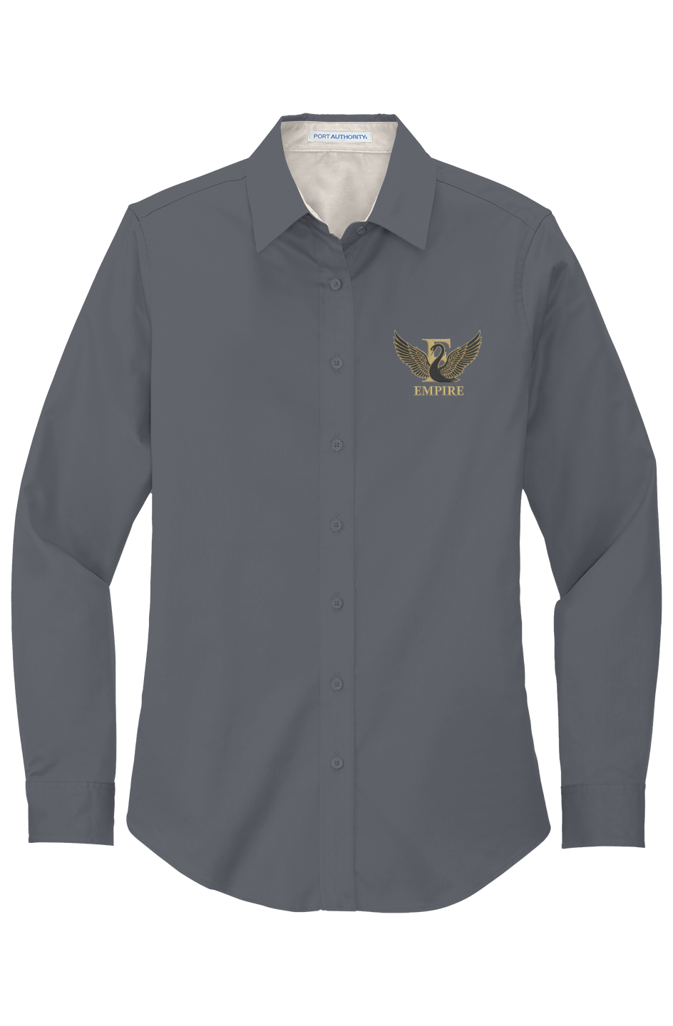 Womens Long Sleeve Easy Care Shirt Gilded Swan embroidery