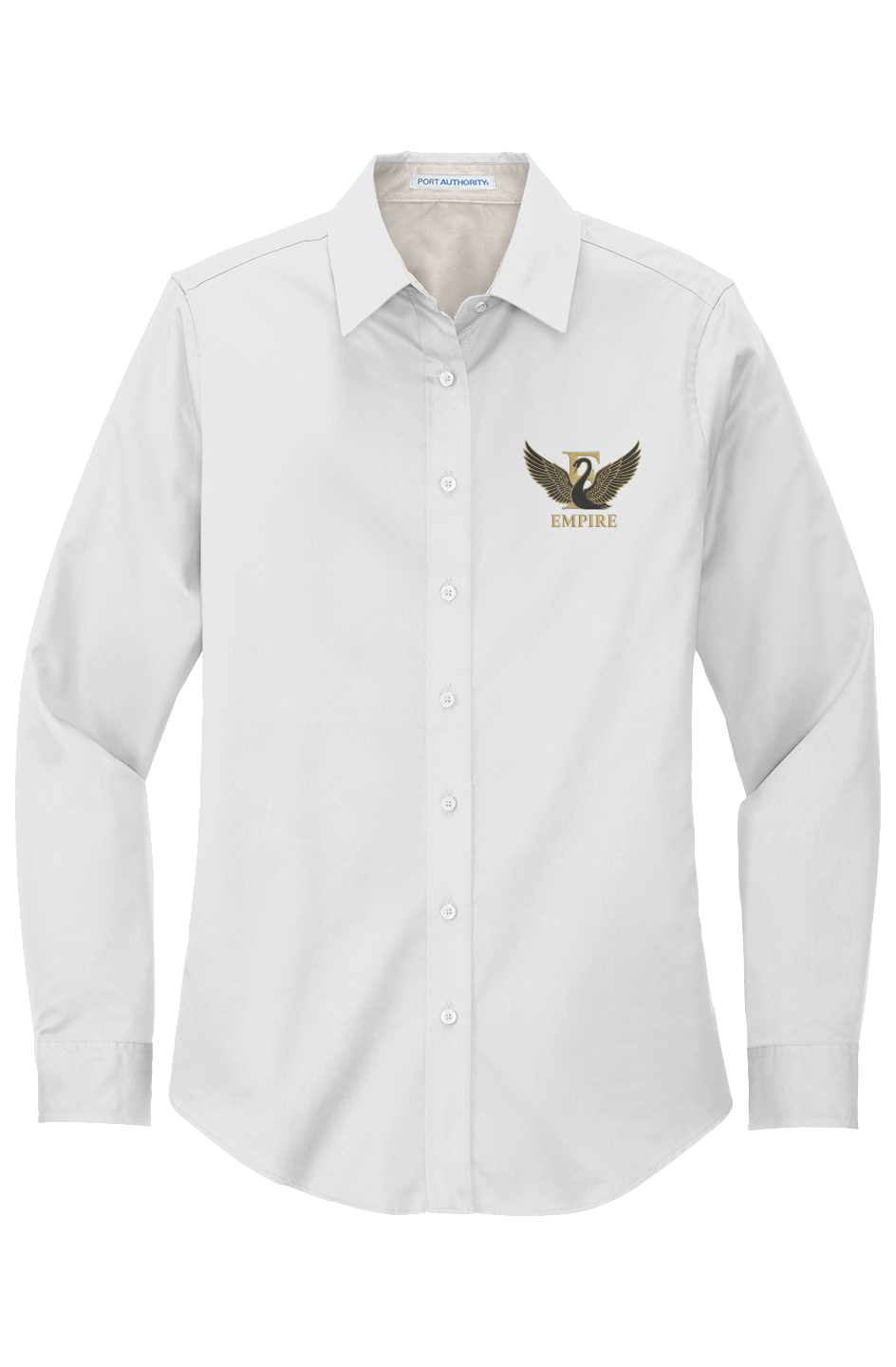 Womens Long Sleeve Easy Care Shirt Gilded Swan embroidery