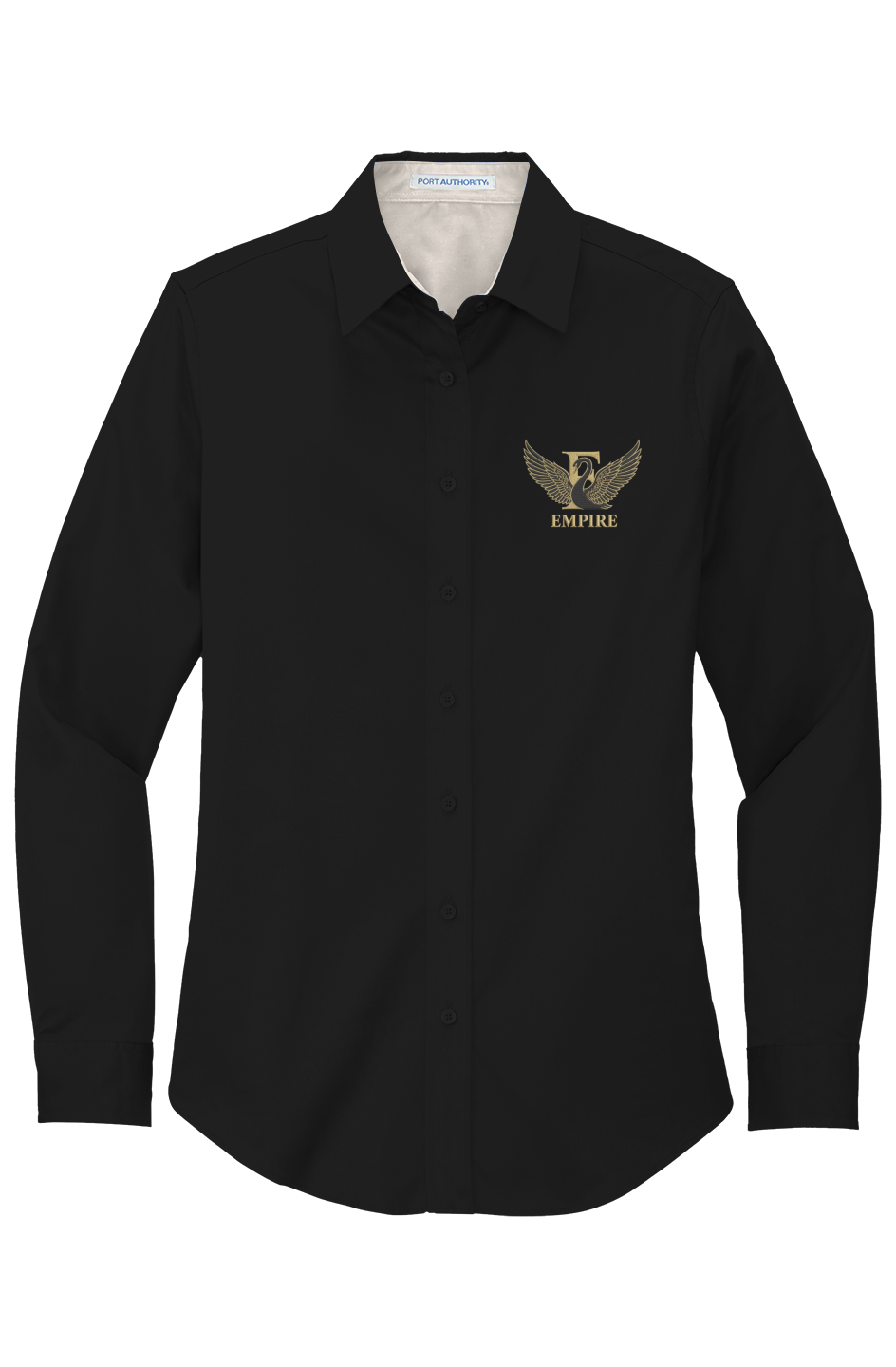 Womens Long Sleeve Easy Care Shirt Gilded Swan embroidery