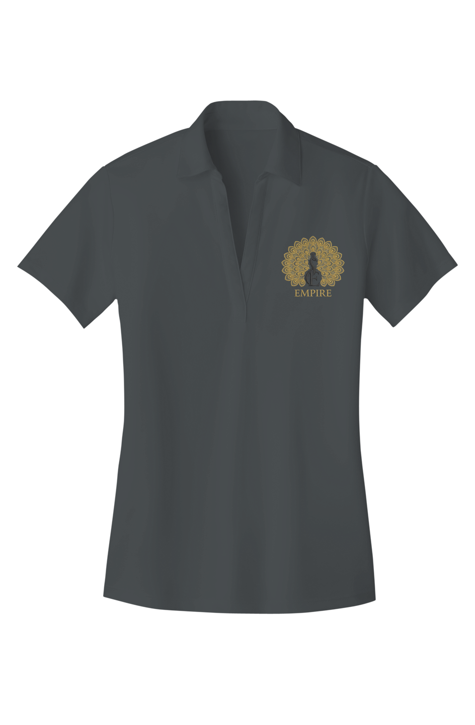 Womens Silk Touch Polo Golden Peacock embroidery