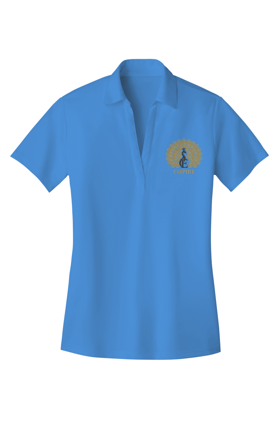 Womens Silk Touch Polo Golden Peacock embroidery