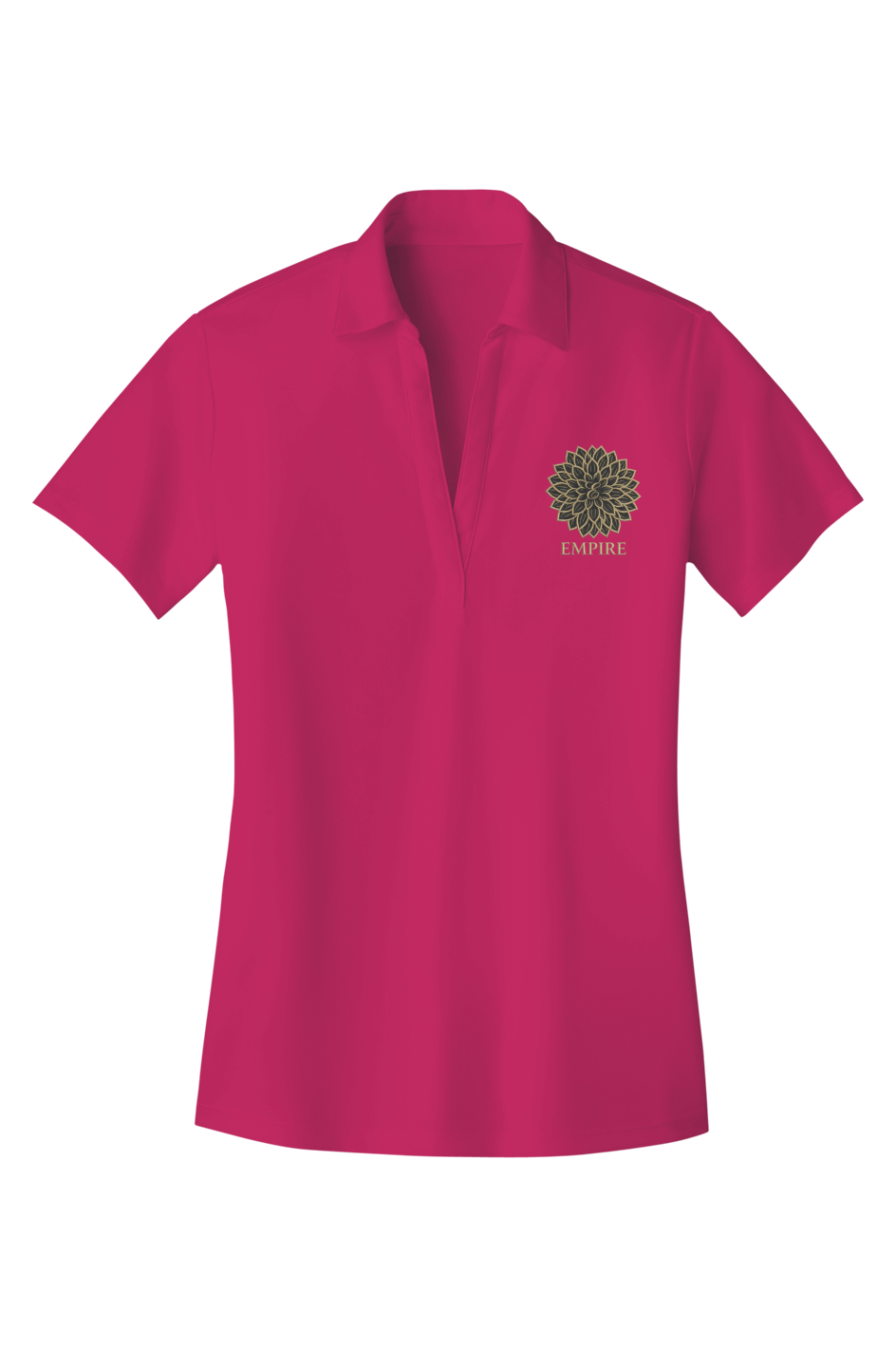 Womens Silk Touch Polo Black Dahlia embroidery