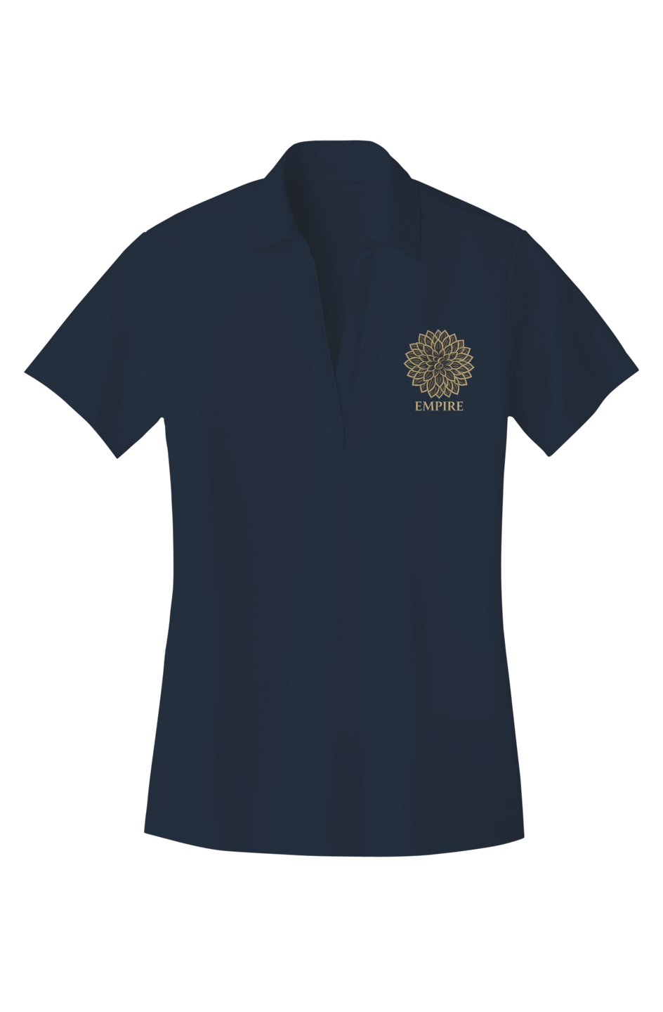 Womens Silk Touch Polo Black Dahlia embroidery