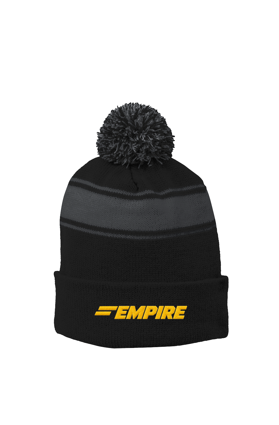 Stripe Pom Beanie men embroidery