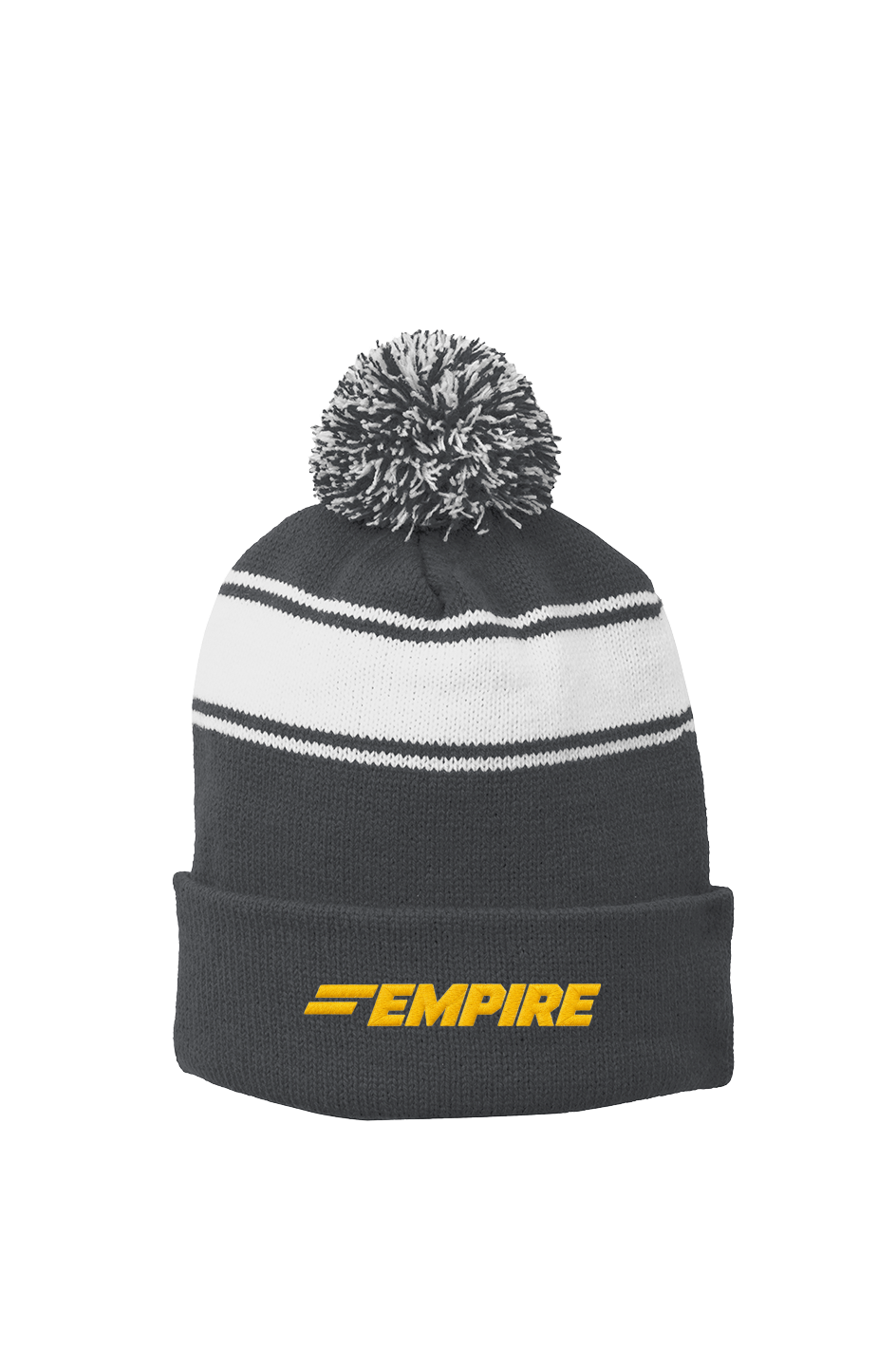 Stripe Pom Beanie men embroidery