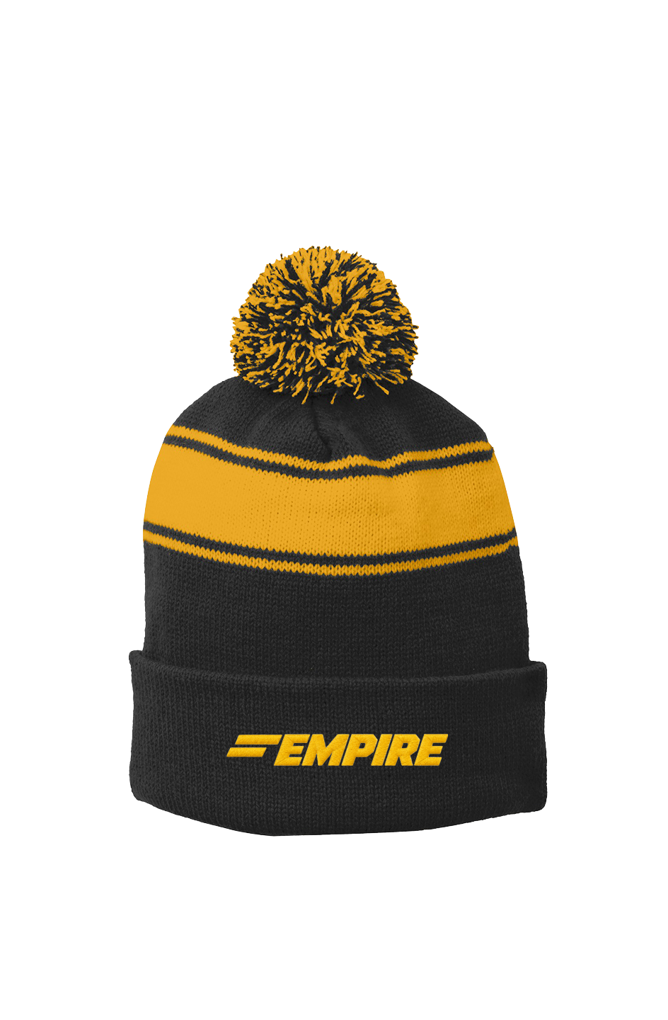 Stripe Pom Beanie men embroidery