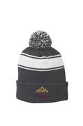 Stripe Pom Beanie women embroidery