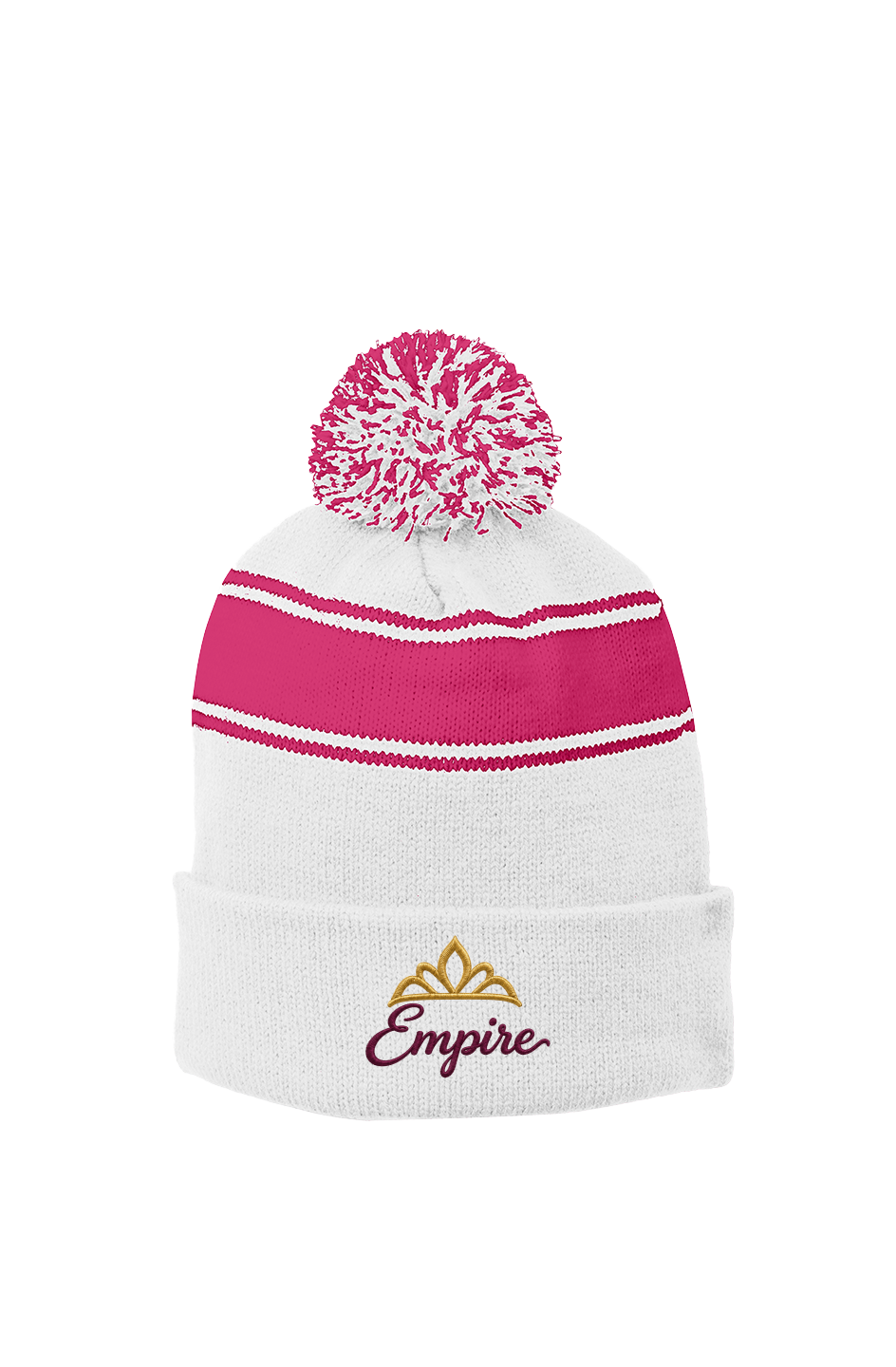 Stripe Pom Beanie women embroidery