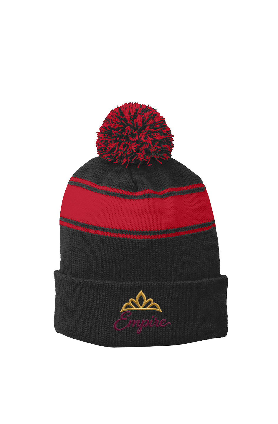 Stripe Pom Beanie women embroidery