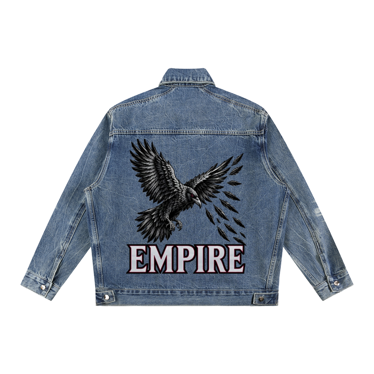 EMPIRE Men’s Vintage-Wash Zip Denim Jacket — Empire Flight Raven