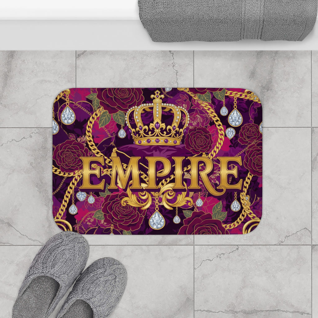 EMPIRE Bath Mat — Luxurious Gold Crown & Jewel Floral Design