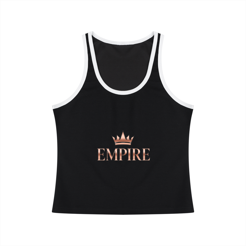 EMPIRE Color Block Cropped Tank Top — Bold Contrast