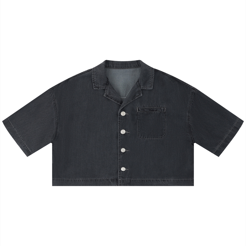 EMPIRE Vintage Wash Boxy Cropped Shirt — Effortless Edge