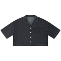 EMPIRE Vintage Wash Boxy Cropped Shirt — Effortless Edge