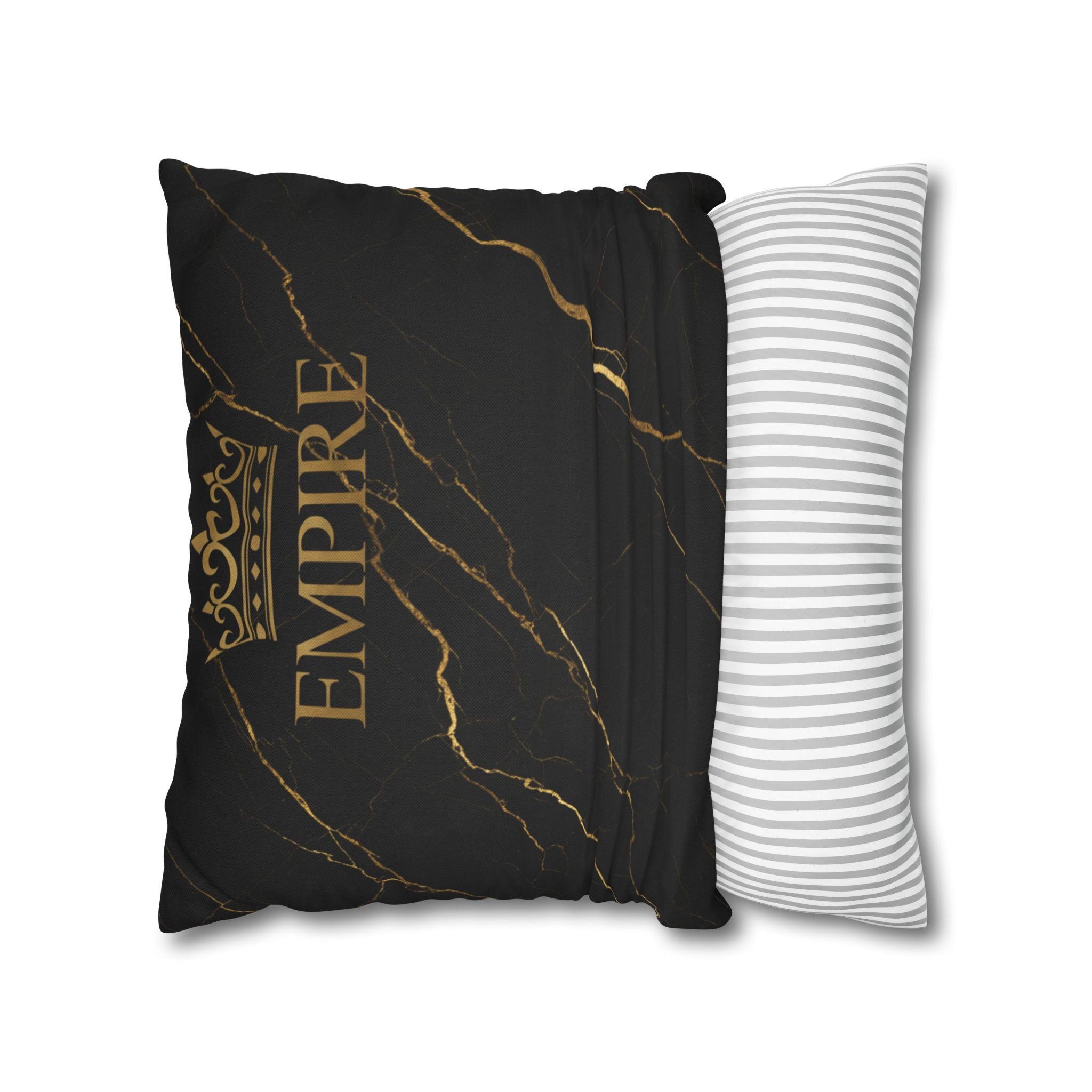 EMPIRE Black & Gold Marble Decorative Pillow — Luxury Cushion