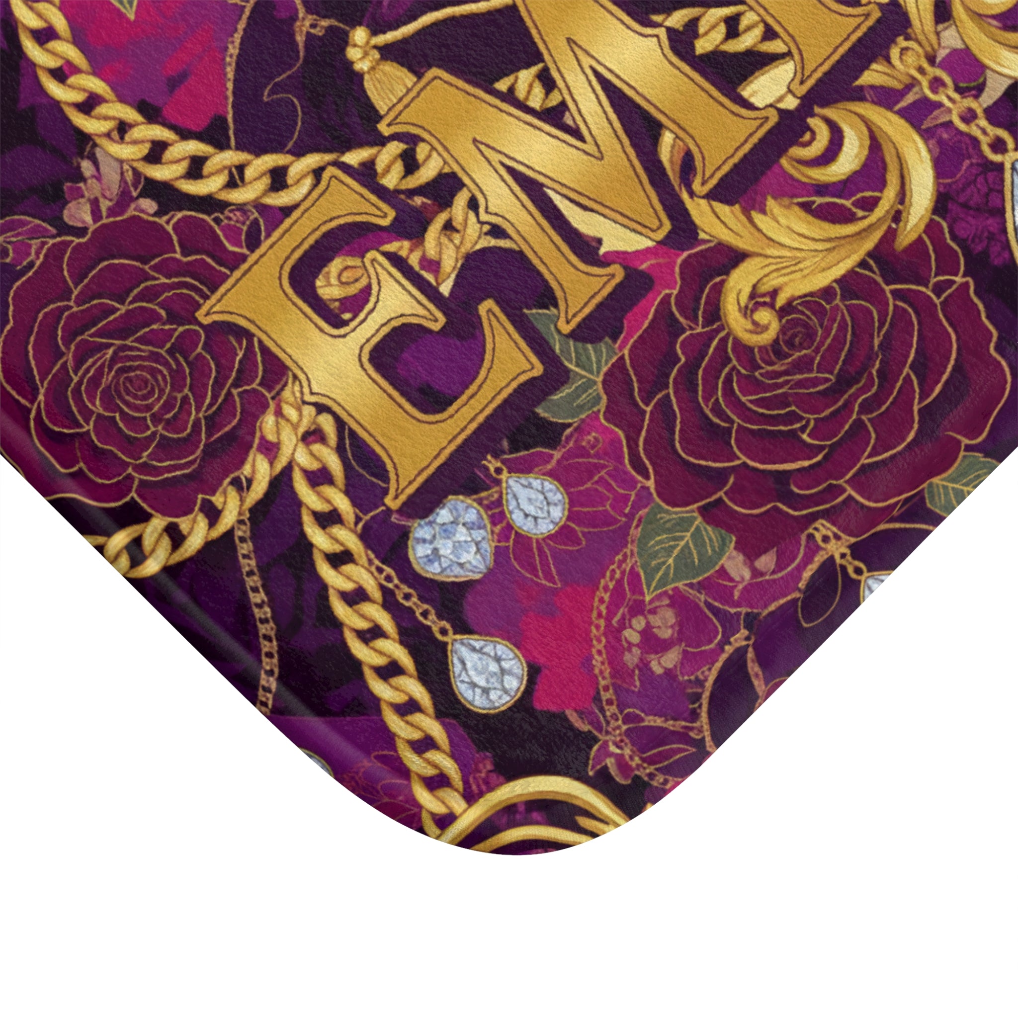 EMPIRE Bath Mat — Luxurious Gold Crown & Jewel Floral Design