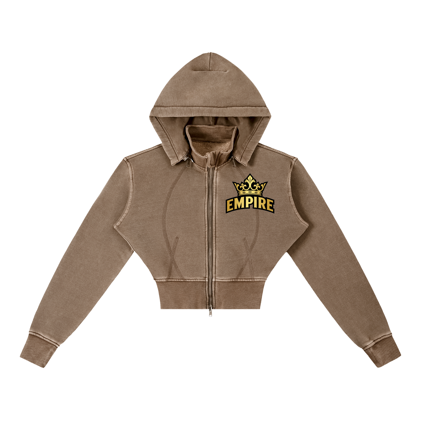 EMPIRE Vintage Washed Cropped Hoodie — Premium Women's Streetwear
