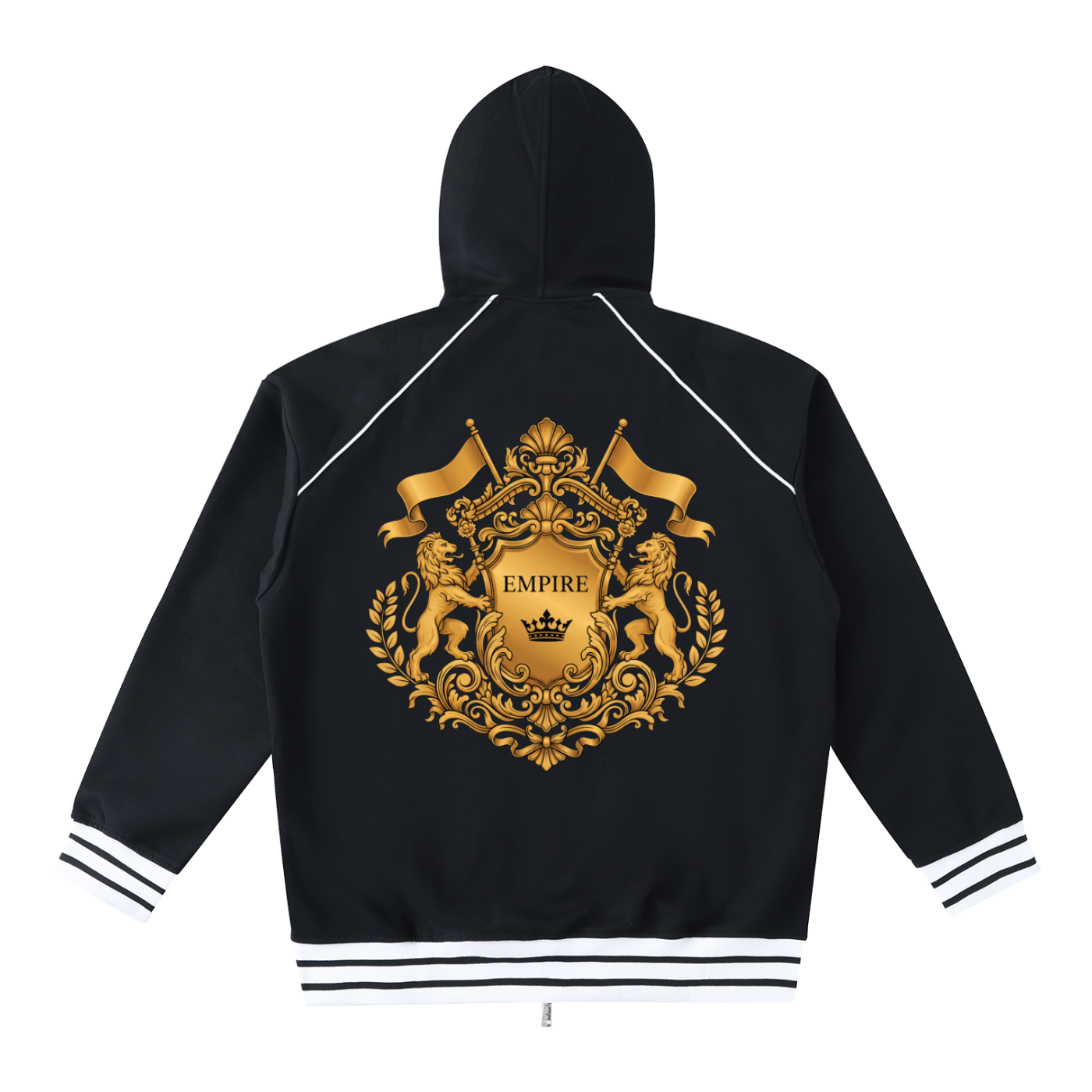 EMPIRE Striped Trim Zip-Up Hoodie — Premium Men's Streetwear