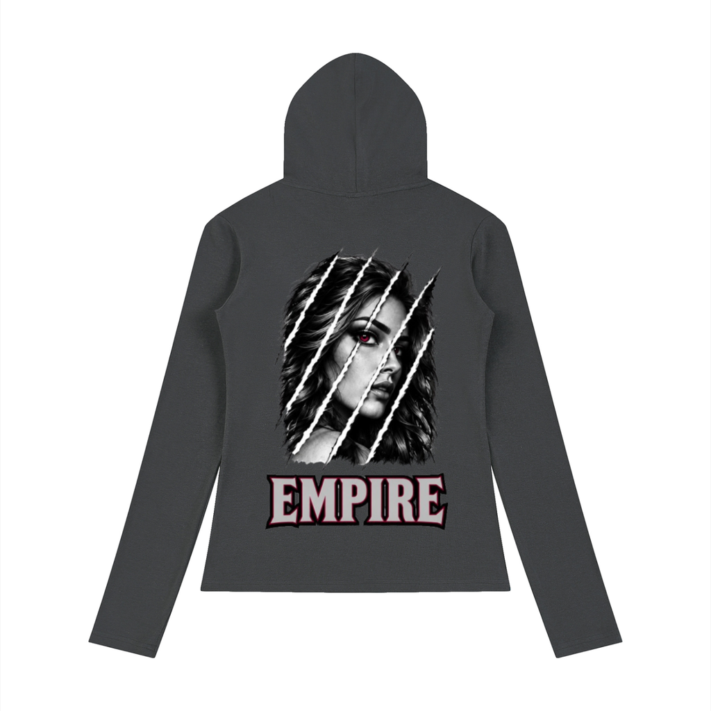 EMPIRE Women's Slim Hooded Half-Button Top — Empire Fragmented Muse