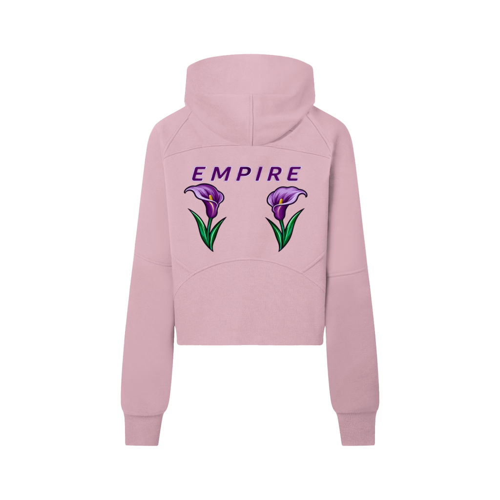EMPIRE Women's Cropped Half-Zip Hoodie — Empire Purple Arums