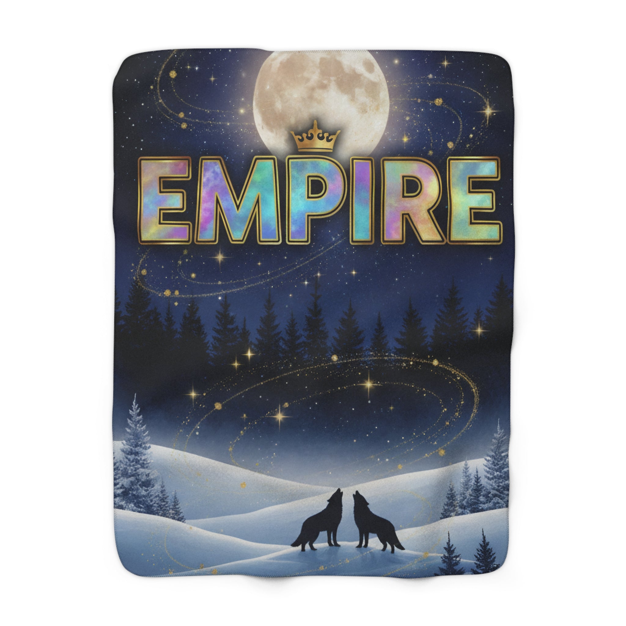 EMPIRE Sherpa Fleece Blanket — Moonlit Wolves Winter
