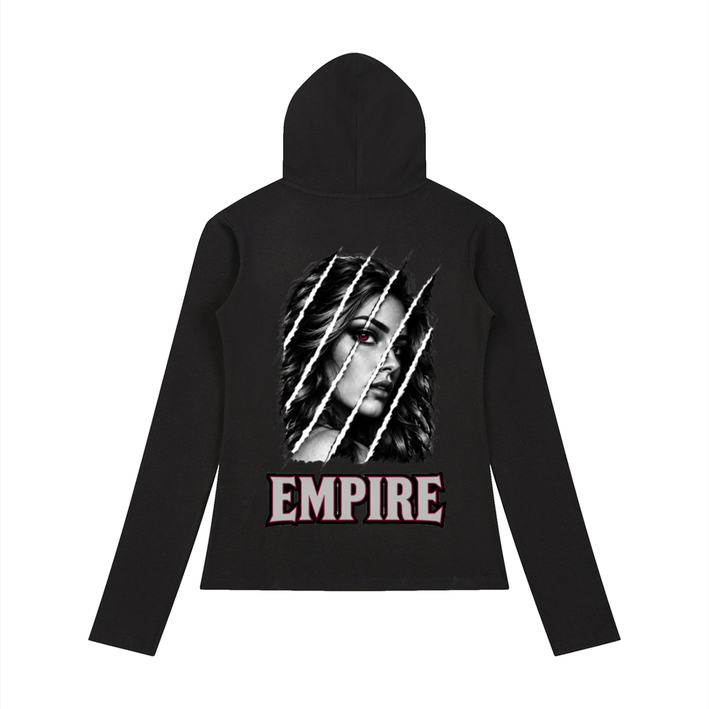 EMPIRE Women's Slim Hooded Half-Button Top — Empire Fragmented Muse