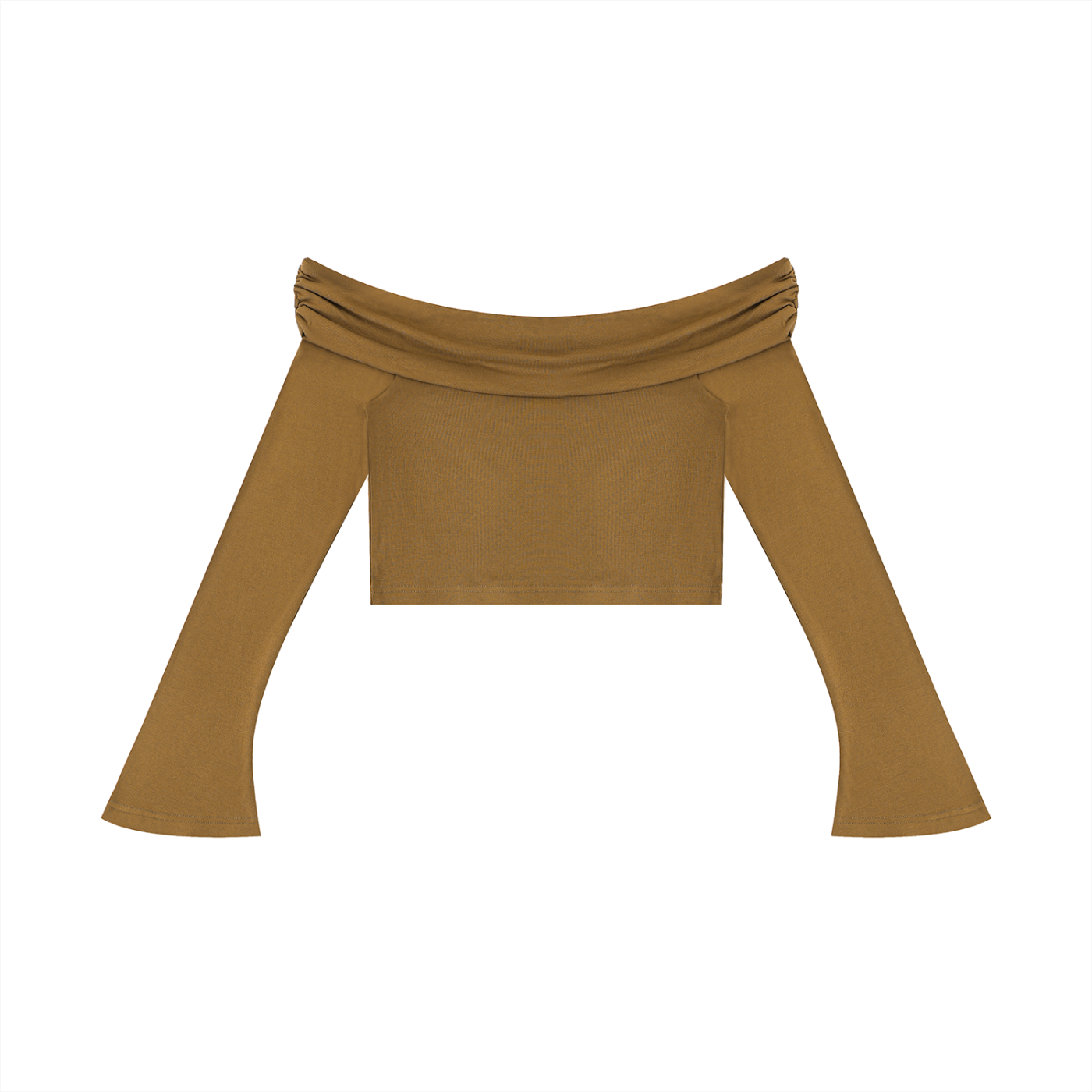 EMPIRE Off-Shoulder Bell Sleeve Crop Top — Sculpted Drama