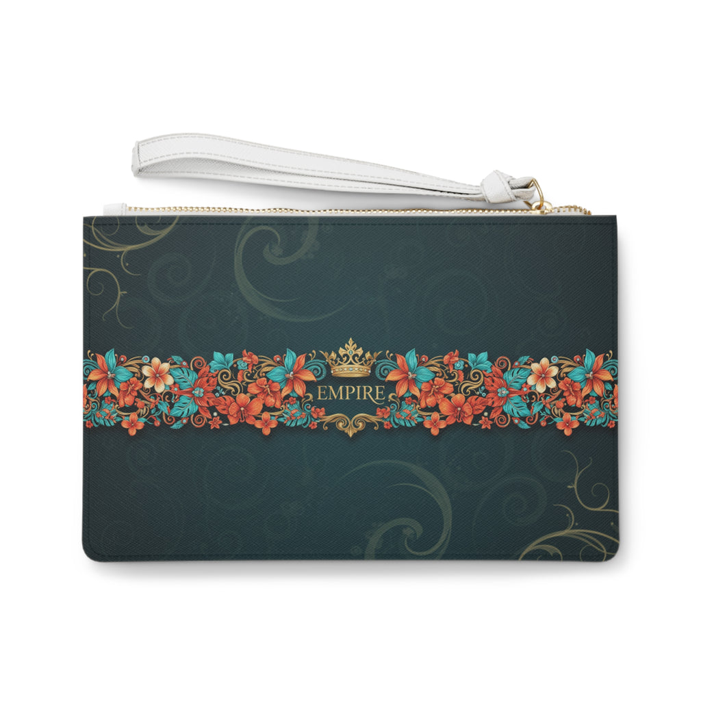 EMPIRE Floral Clutch Bag — Teal & Coral Luxury Wristlet