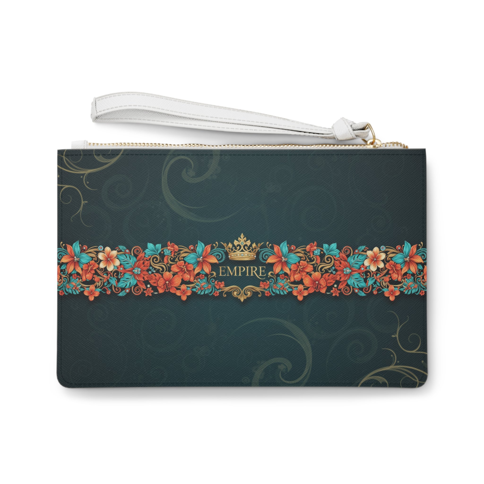 EMPIRE Floral Clutch Bag — Teal & Coral Luxury Wristlet