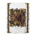 EMPIRE Baroque Crown Sherpa Blanket — Gold Rose Velvet Luxury Throw