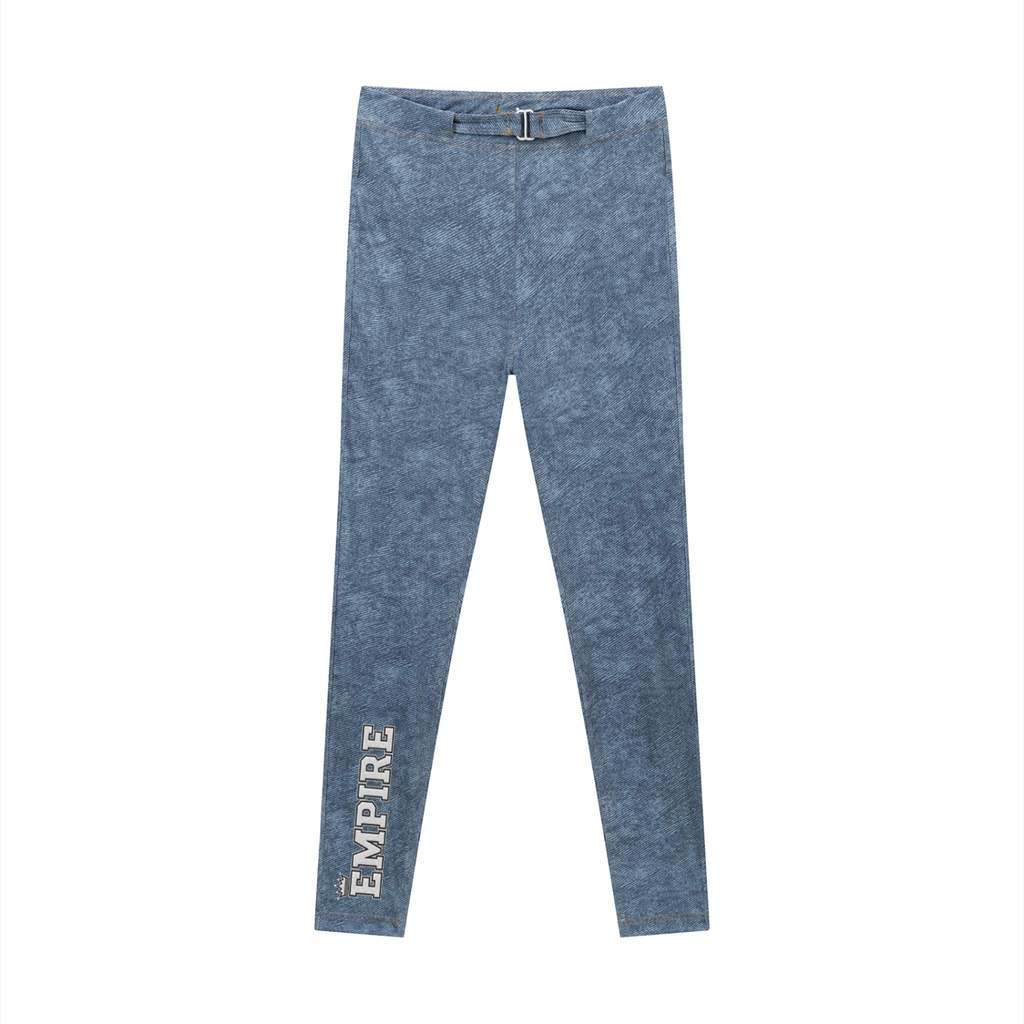 EMPIRE Faux Denim Zip-Fly Leggings — Premium Women's Streetwear