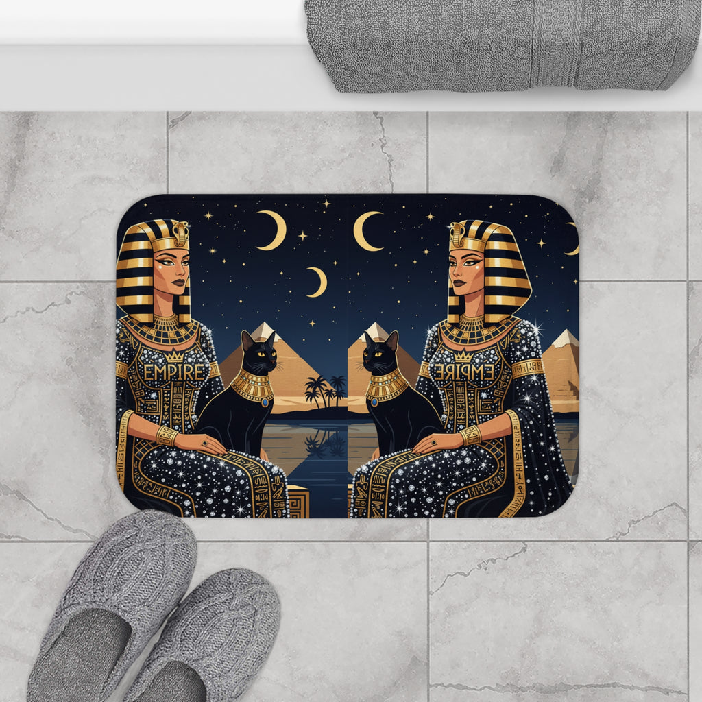 EMPIRE Egyptian Queen Bath Mat — Luxury Pharaoh & Pyramid Decor
