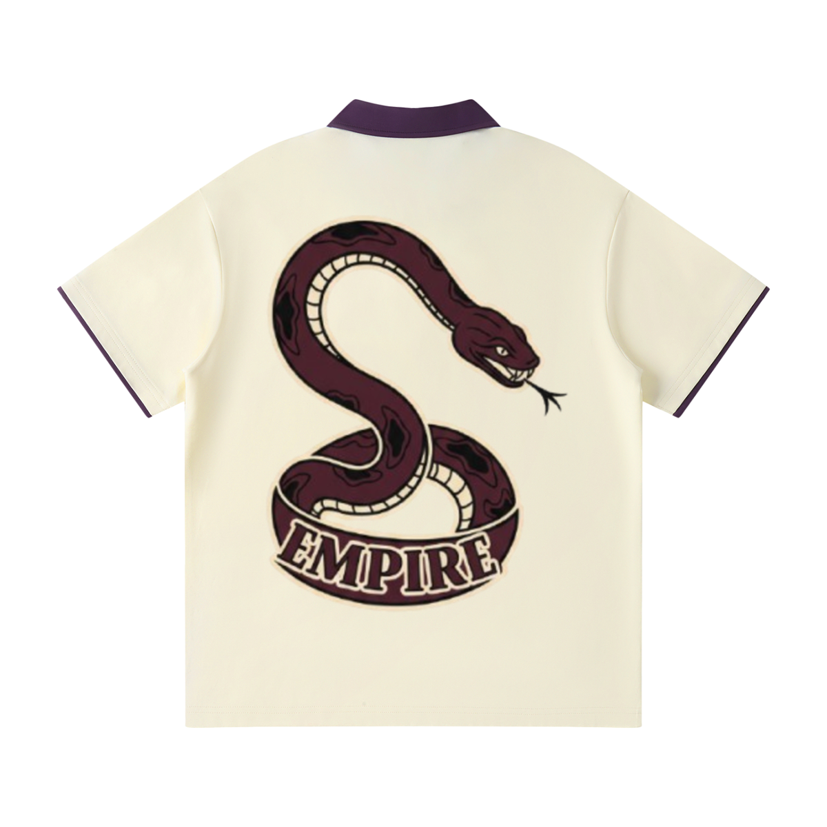 EMPIRE Men’s Contrast-Collar Raglan Polo Shirt — Ornamental Snake