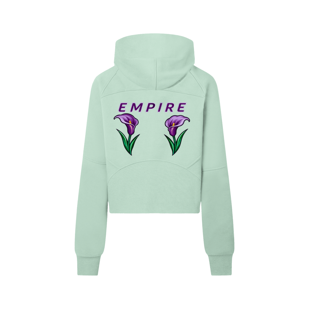 EMPIRE Women's Cropped Half-Zip Hoodie — Empire Purple Arums