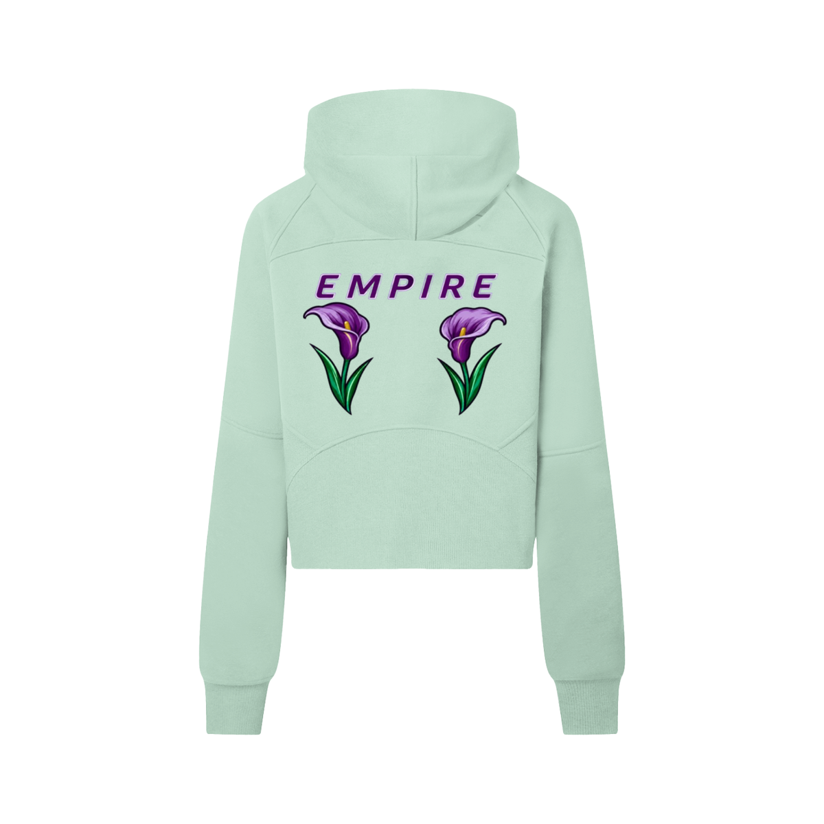 EMPIRE Women's Cropped Half-Zip Hoodie — Empire Purple Arums