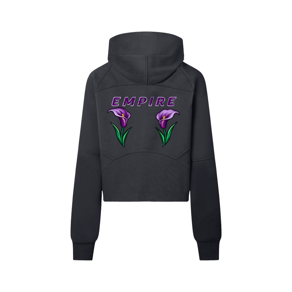 EMPIRE Women's Cropped Half-Zip Hoodie — Empire Purple Arums
