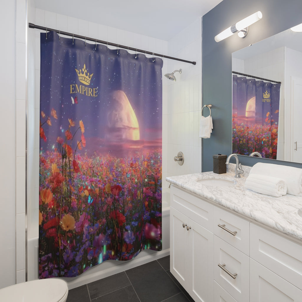 EMPIRE Moonlit Floral Shower Curtain — Dreamy Night Sky Bath Decor