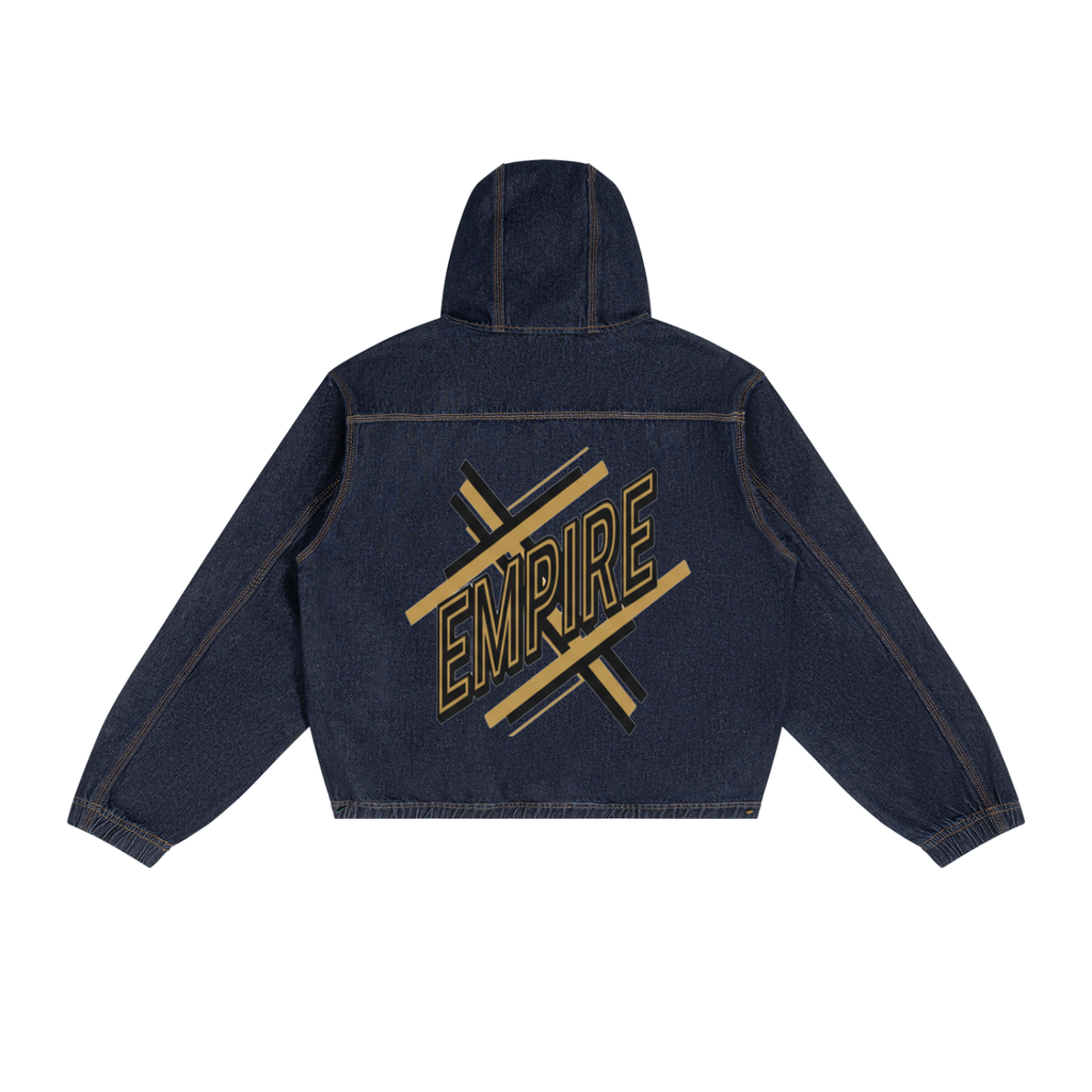 EMPIRE Men’s Hooded Denim Jacket — Dark Gold Signature